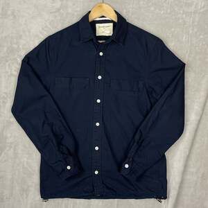 Stradivarius Button Up Shirt Men's Small Shacket Navy Workwear Overshirt Chore